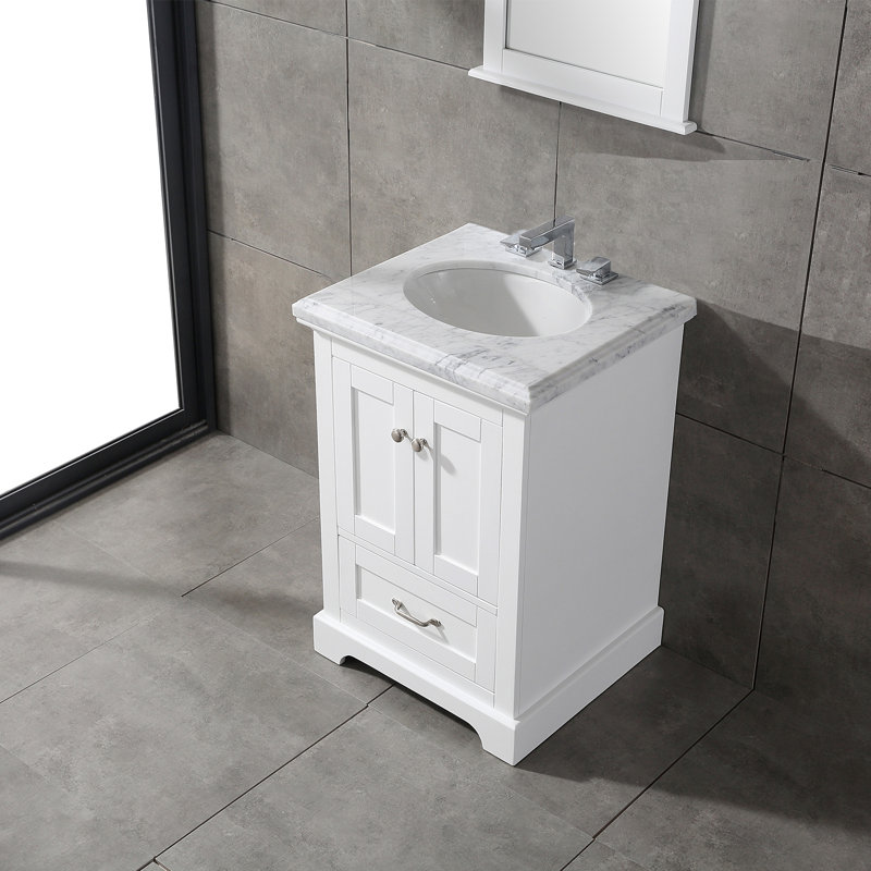 Charlton Home® Stevenson 24'' Single Bathroom Vanity with Marble Top ...
